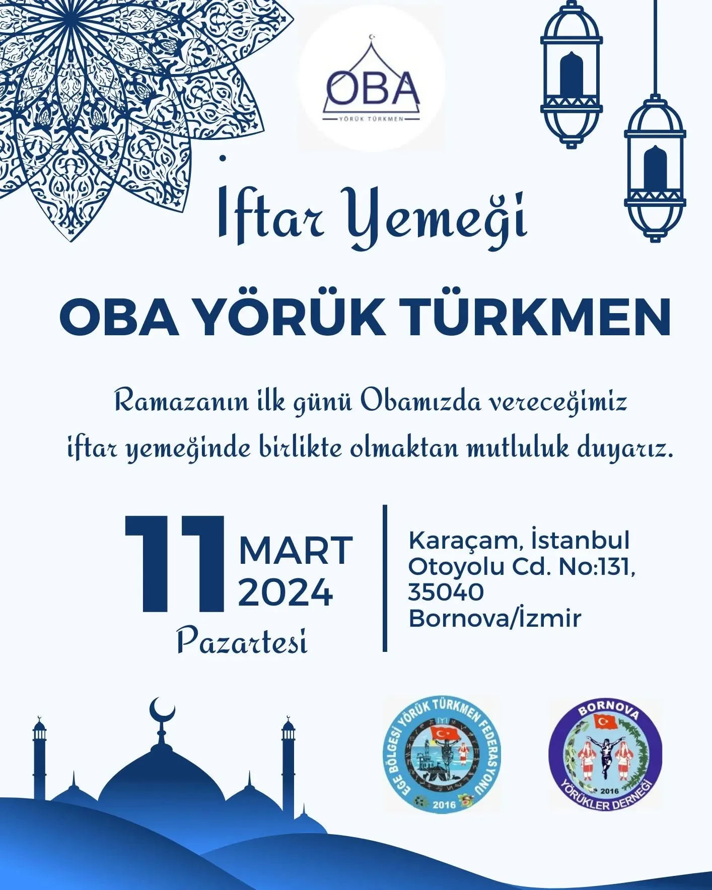 RAMAZANIN 1. GÜNÜ İFTAR YEMEĞİNE BEKLERİZ.