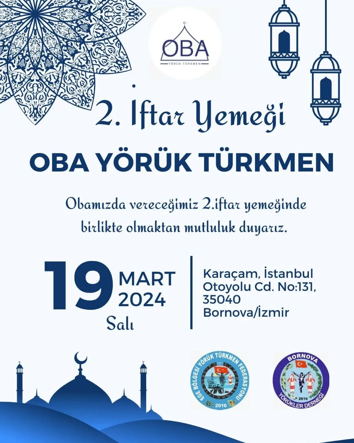 19 mart salı günü yapacağımız. iftar yemeği etkinliğine herkesi bekleriz.